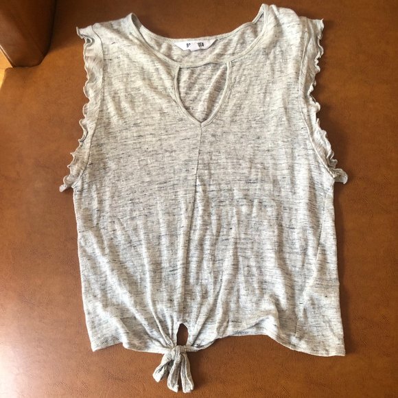 BB Dakota Tops - BB Dakota Grey Ruffled Shirt - Small - Worn Once